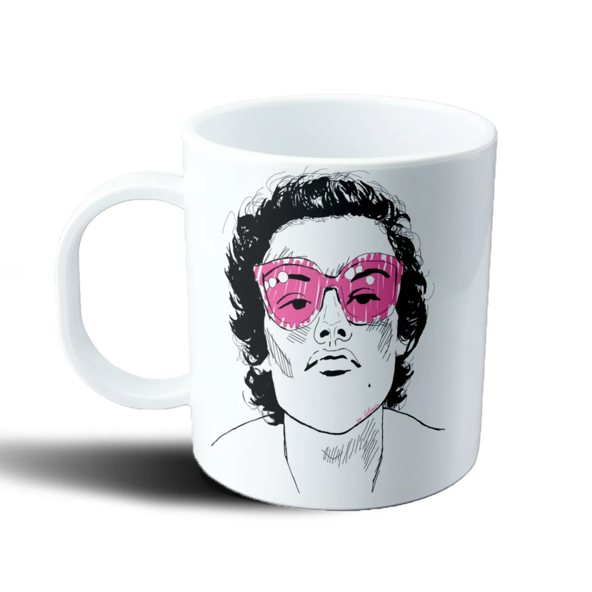 Taza de Plástico Harry Styles Retrato Gafas Rosas - vista 2