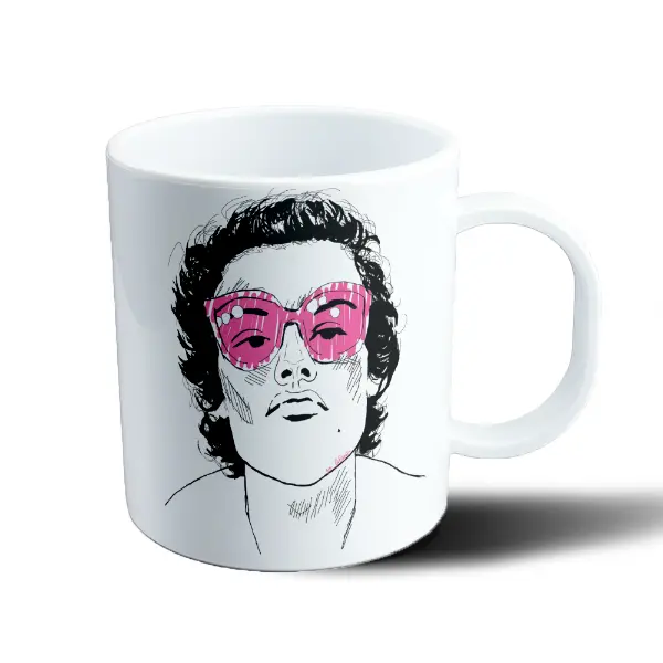 Taza de Plástico Harry Styles Retrato Gafas Rosas