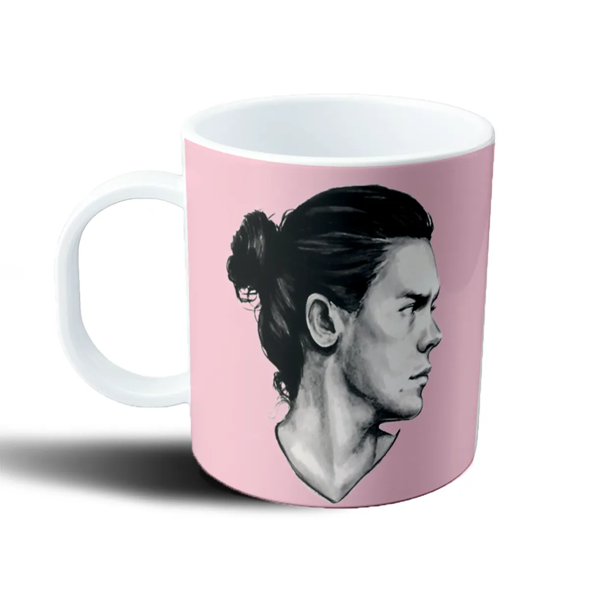 Taza de Plástico Harry Styles Perfil Dibujo en Gris - vista 2