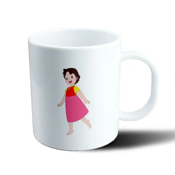 Taza de Plástico Heidi Niña Vestido Rosa y Rojo
