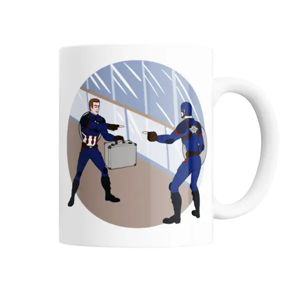 Taza de Cerámica Capitán América Meme Señalando