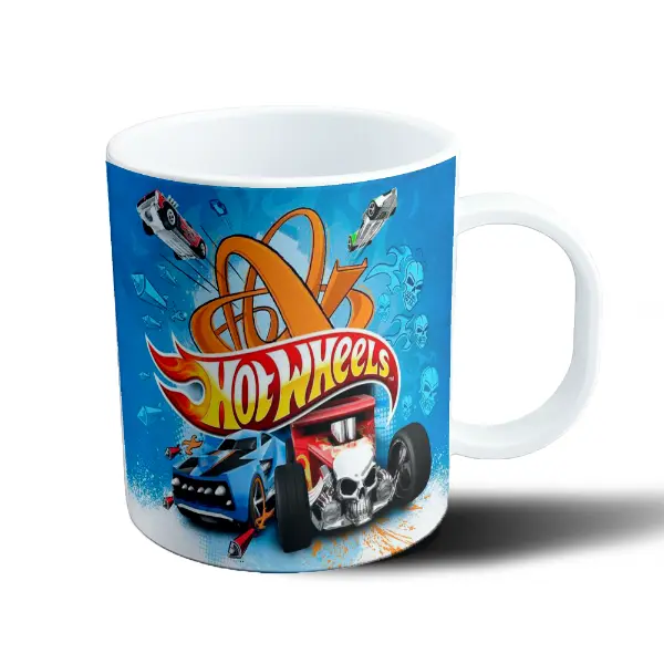 Taza de Plástico Hot Wheels Calavera Ruedas Azul