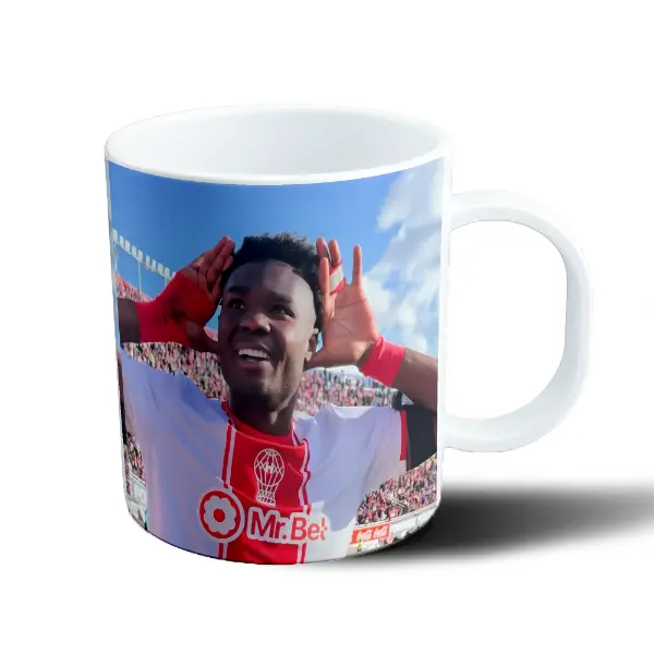 Taza de Plástico Huracán Jugador Celebrando con la Hinchada Caicedo