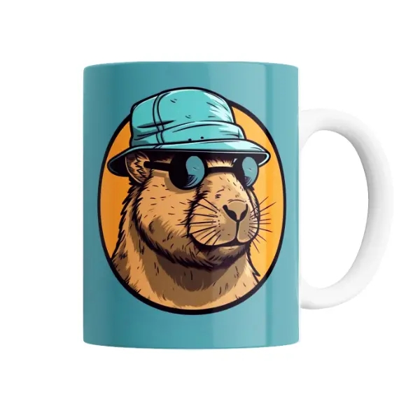 Taza de Cerámica Carpincho con Gorro y Lentes