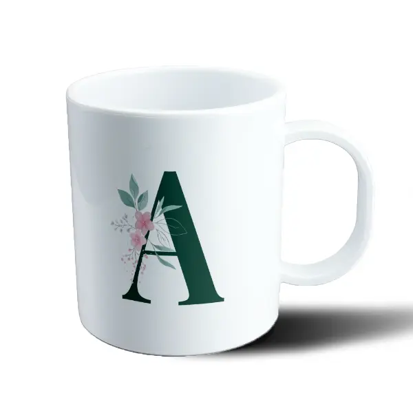 Taza de Plástico Iniciales Verde A Flores
