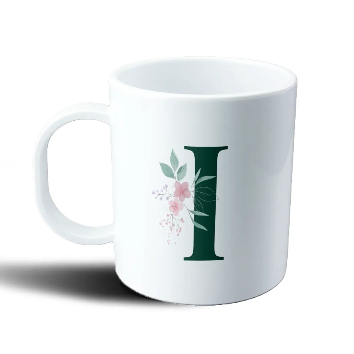 Taza de Plástico Inicial I Verde con Flores - vista 2
