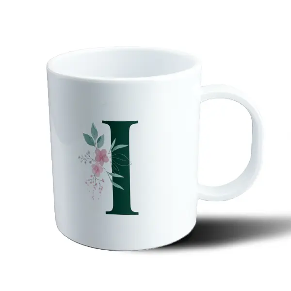 Taza de Plástico Inicial I Verde con Flores