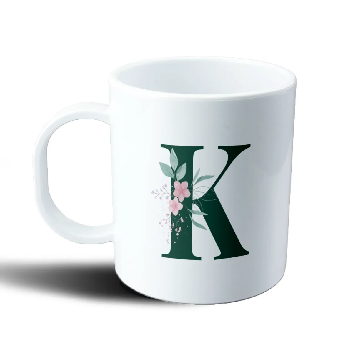 Taza de Plástico Inicial K Verde Floral - vista 2
