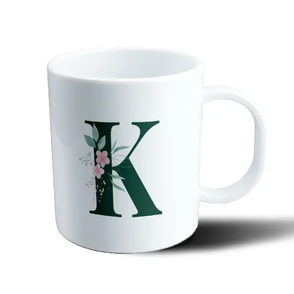 Taza de Plástico Inicial K Verde Floral