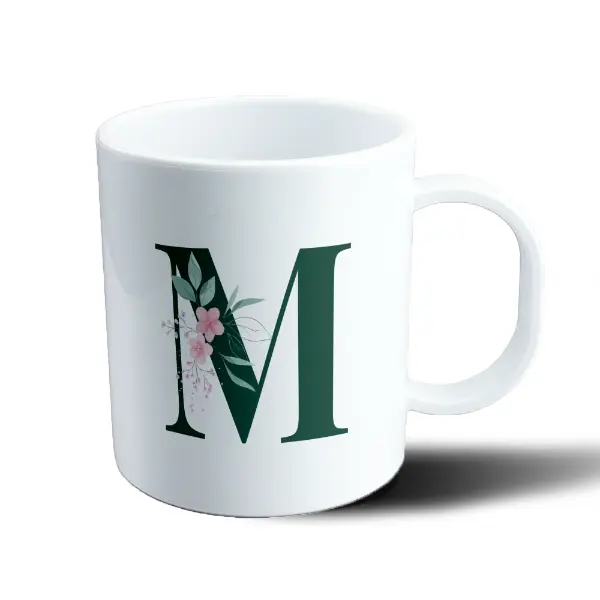 Taza de Plástico Iniciales Verde M Floral