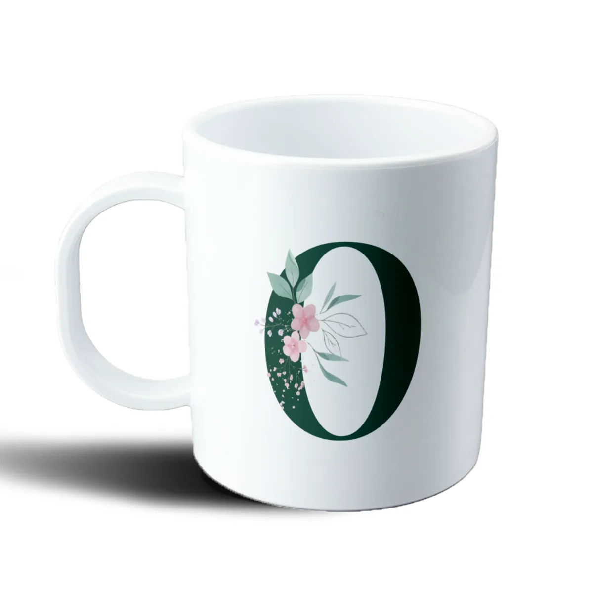 Taza de Plástico Iniciales O Verde con Flores - vista 2