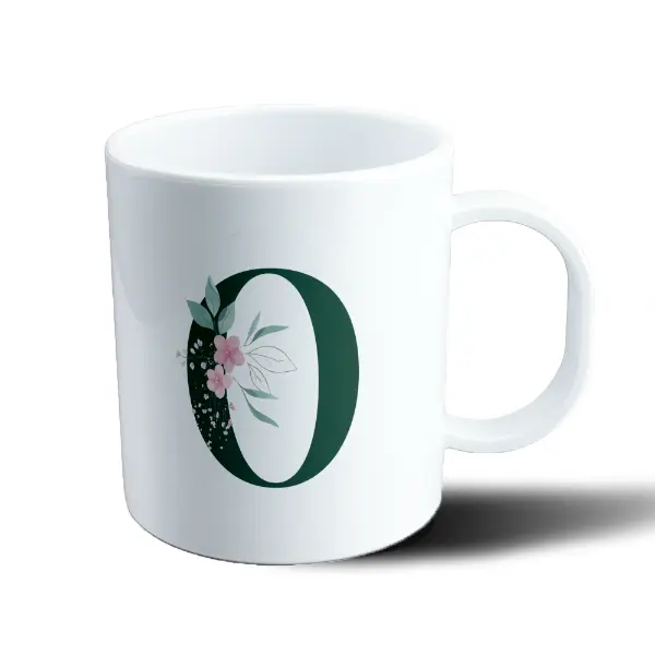 Taza de Plástico Iniciales O Verde con Flores