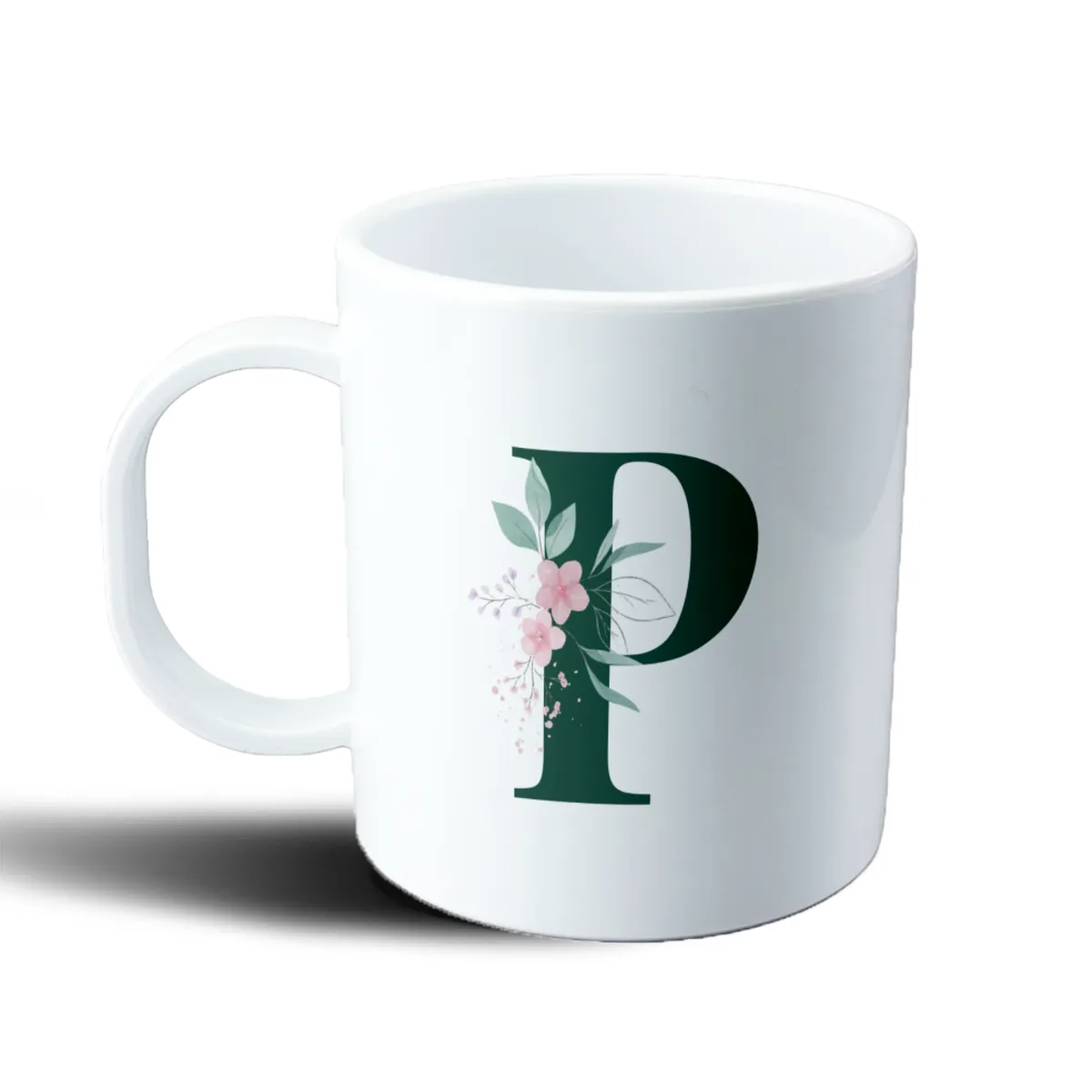 Taza de Plástico Iniciales Verde P Floral - vista 2