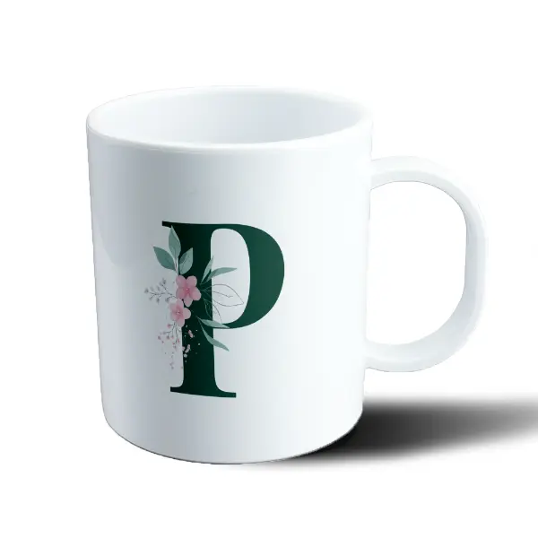 Taza de Plástico Iniciales Verde P Floral