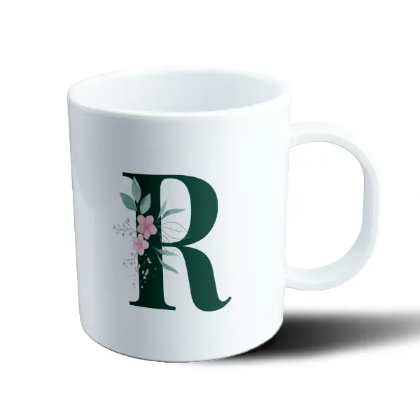 Taza de Plástico Iniciales Verde R Floral