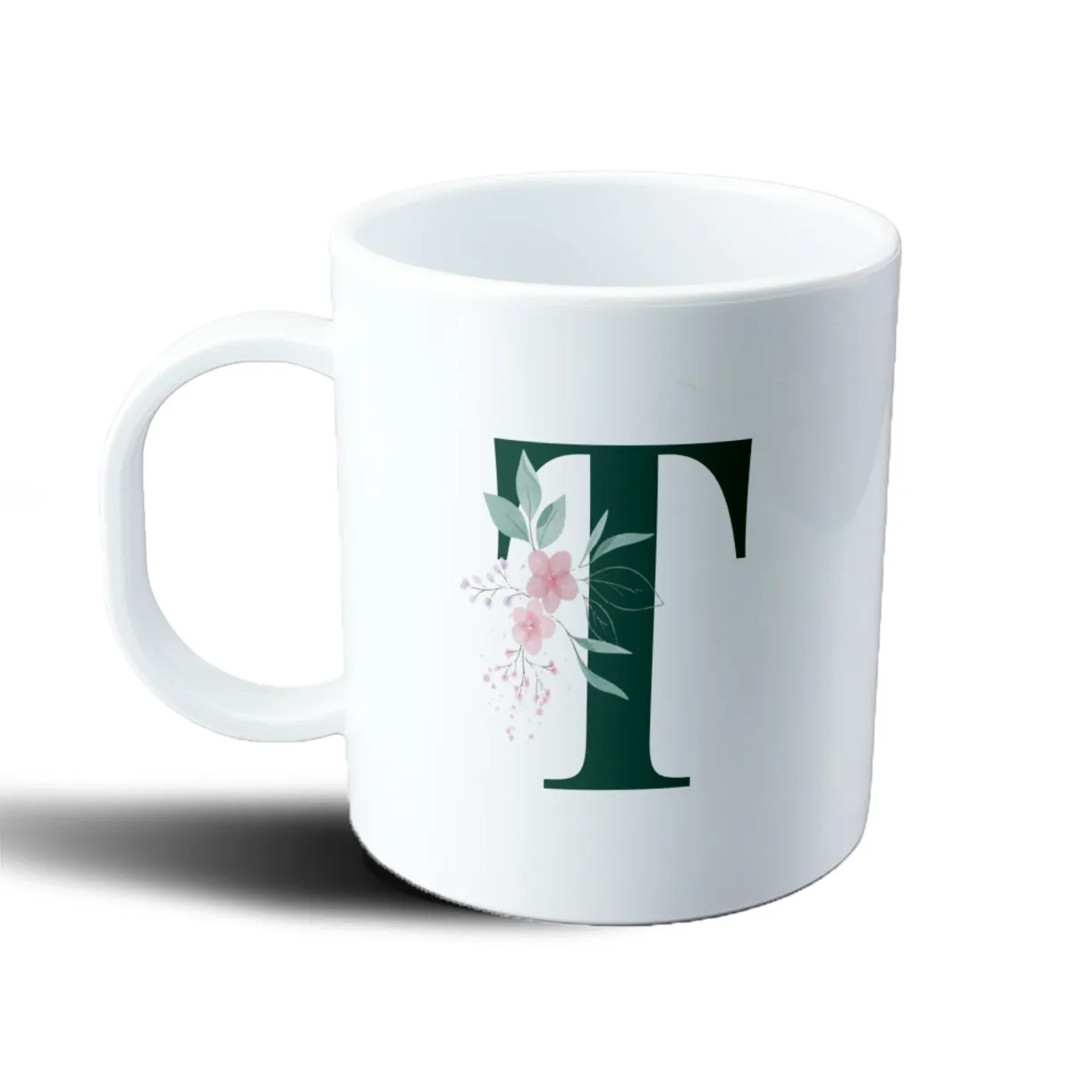 Taza de Plástico Iniciales Verde T Floral - vista 2