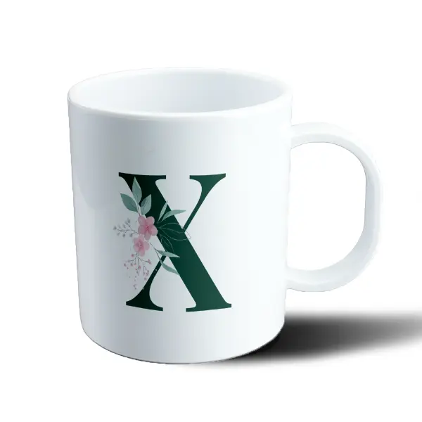 Taza de Plástico Inicial X Verde con Flores