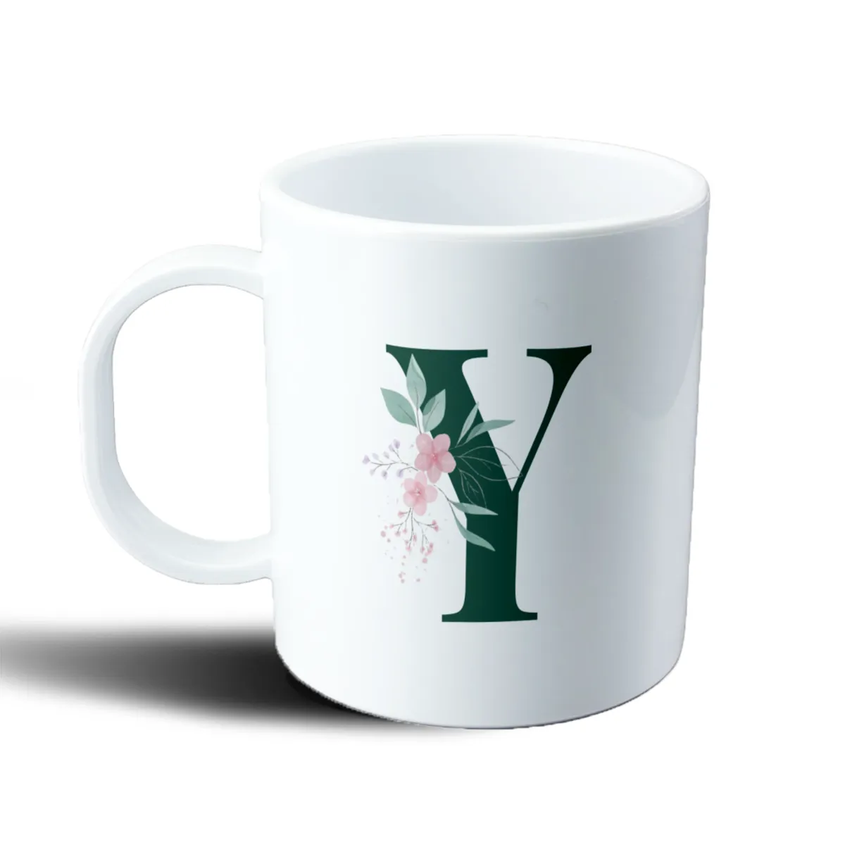 Taza de Plástico Inicial Y Verde con Flores - vista 2