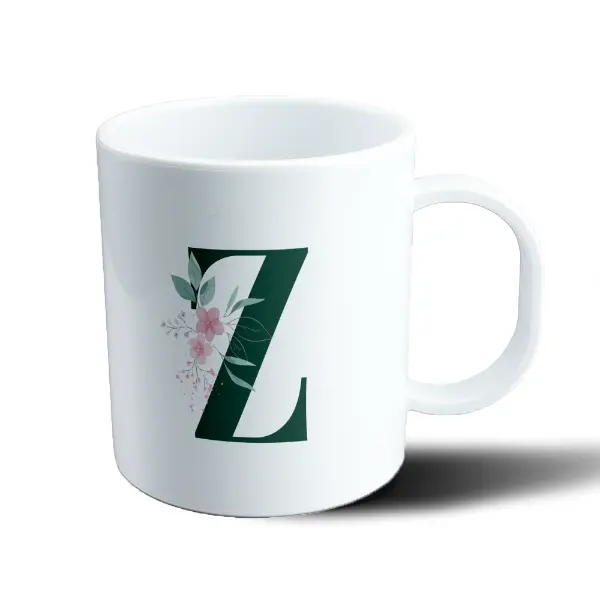 Taza de Plástico Inicial Z Verde con Flores