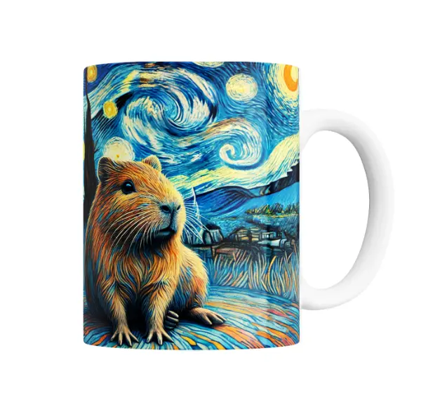 Taza de Cerámica Carpincho La Noche Estrellada