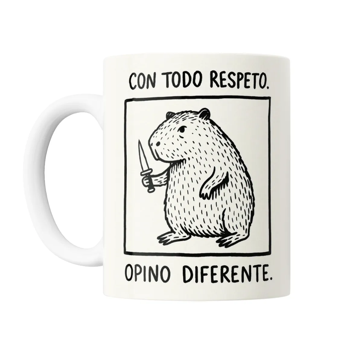 Taza de Cerámica Carpincho Con Todo Respeto Opino Diferente - vista 2