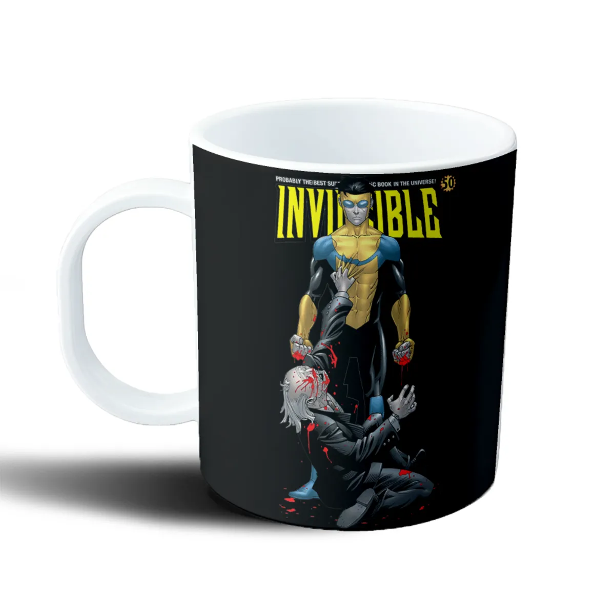 Taza de Plástico Invincible Mark Grayson vs Omni-Man Portada - vista 2