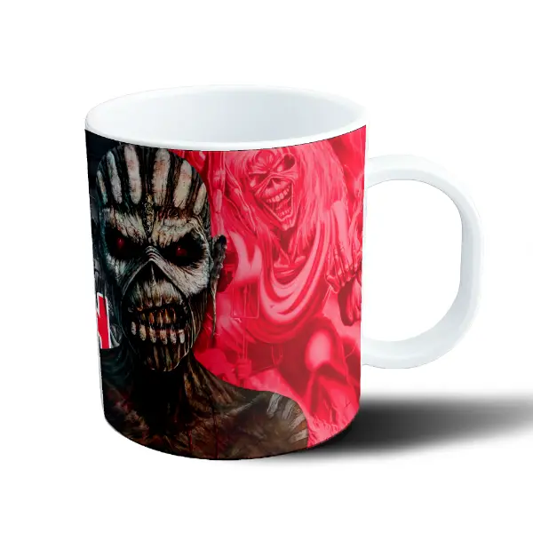 Taza de Plástico Iron Maiden Eddie Mascara Roja