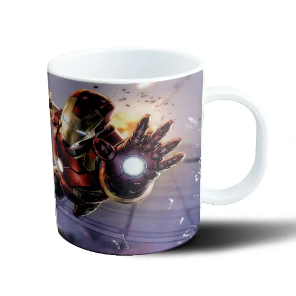 Taza de Plástico Iron Man Armadura Mark con logo Avengers