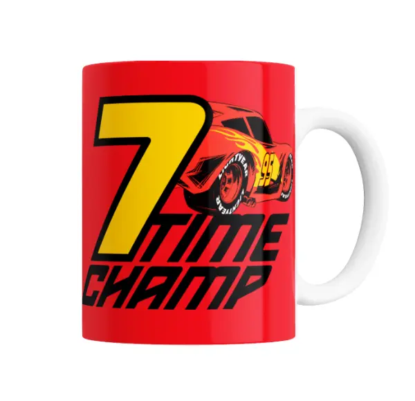 Taza de Cerámica Cars Rayo McQueen 7 Time Champ