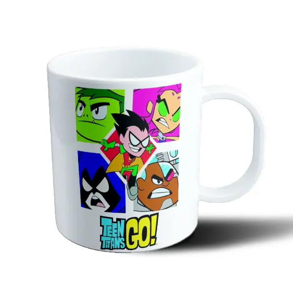 Taza de Plástico Jovenes Titanes Go Cuarteto Robin Cyborg Raven Starfire Beast Boy