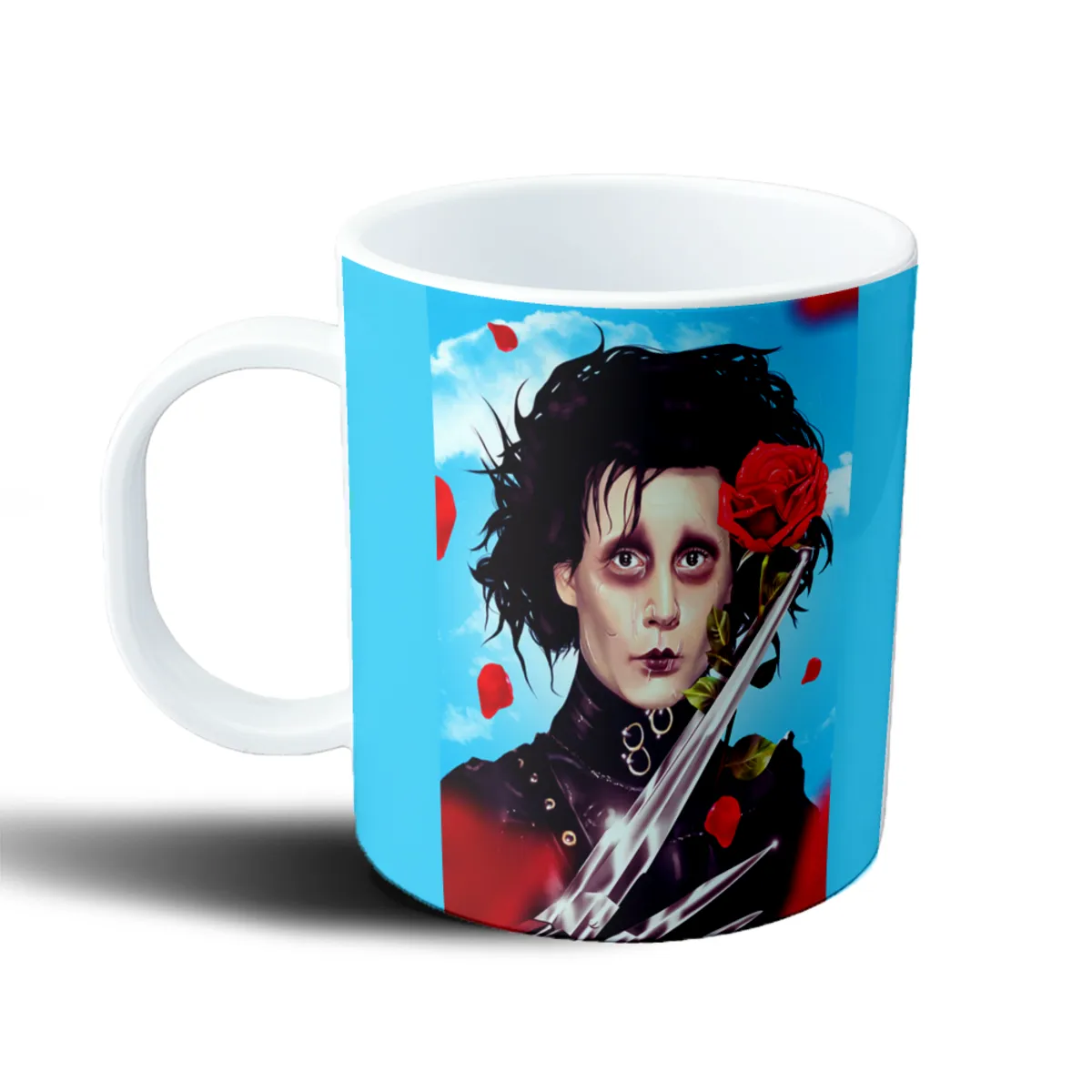 Taza de Plástico Joven Manos de Tijera con Rosa Roja - vista 2