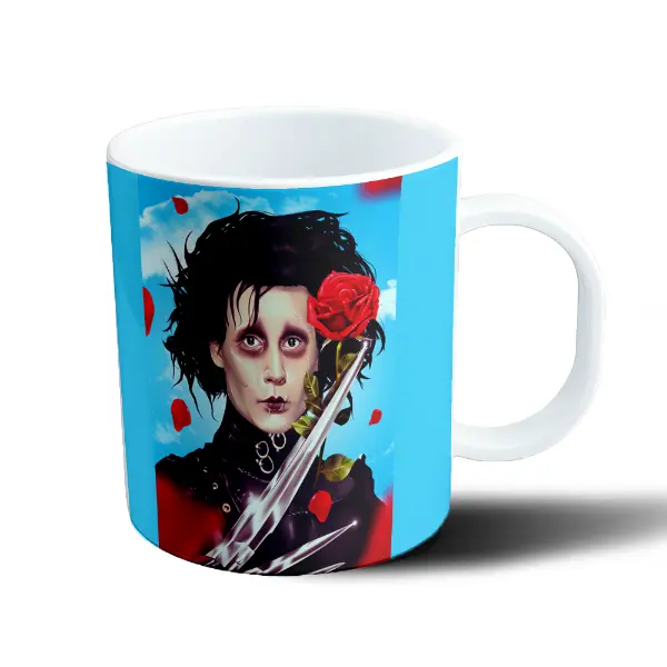 Taza de Plástico Joven Manos de Tijera con Rosa Roja