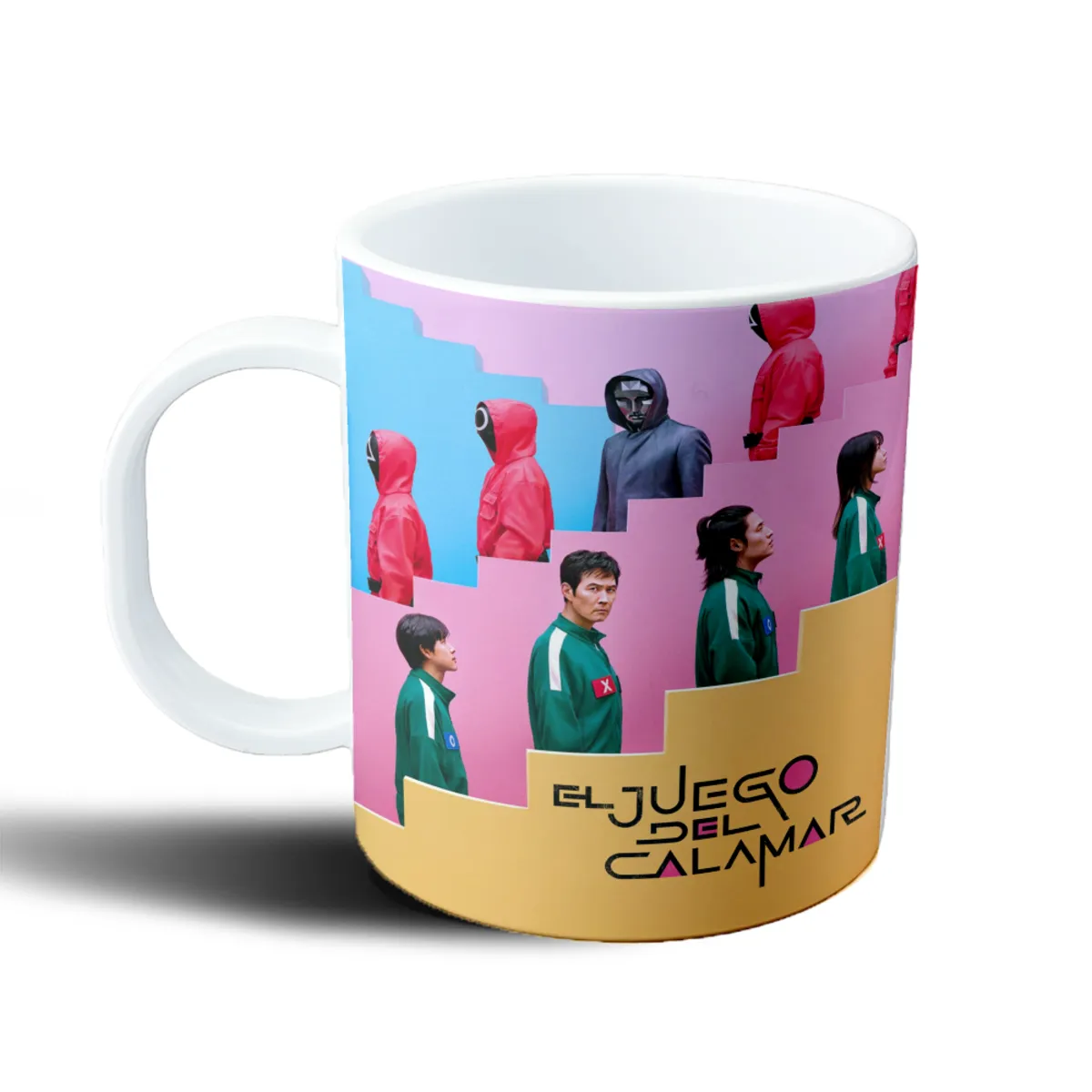 Taza de Plástico El Juego del Calamar Guardias y Jugadores en Escaleras - vista 2