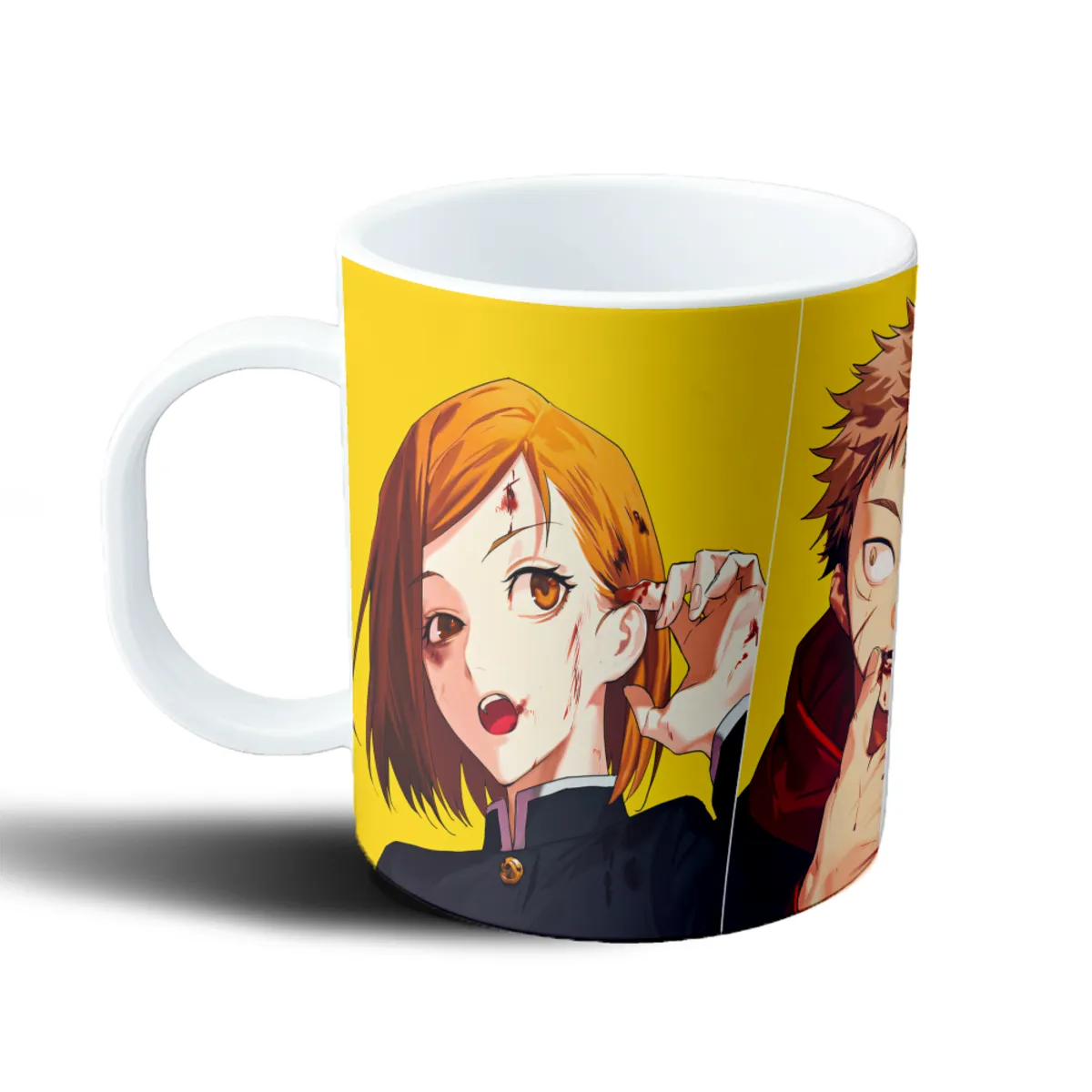 Taza de Plástico Jujutsu Kaisen Yuji Itadori Fondo Amarillo - vista 2