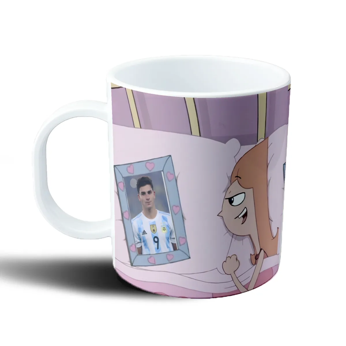 Taza de Plástico Julián Álvarez Foto en Cuadro con Corazones - vista 2