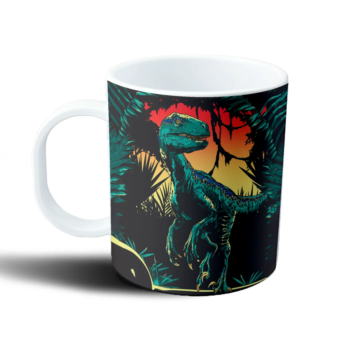Taza de Plástico Jurassic Park Velociraptor Atardecer - vista 2