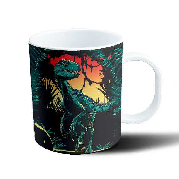 Taza de Plástico Jurassic Park Velociraptor Atardecer