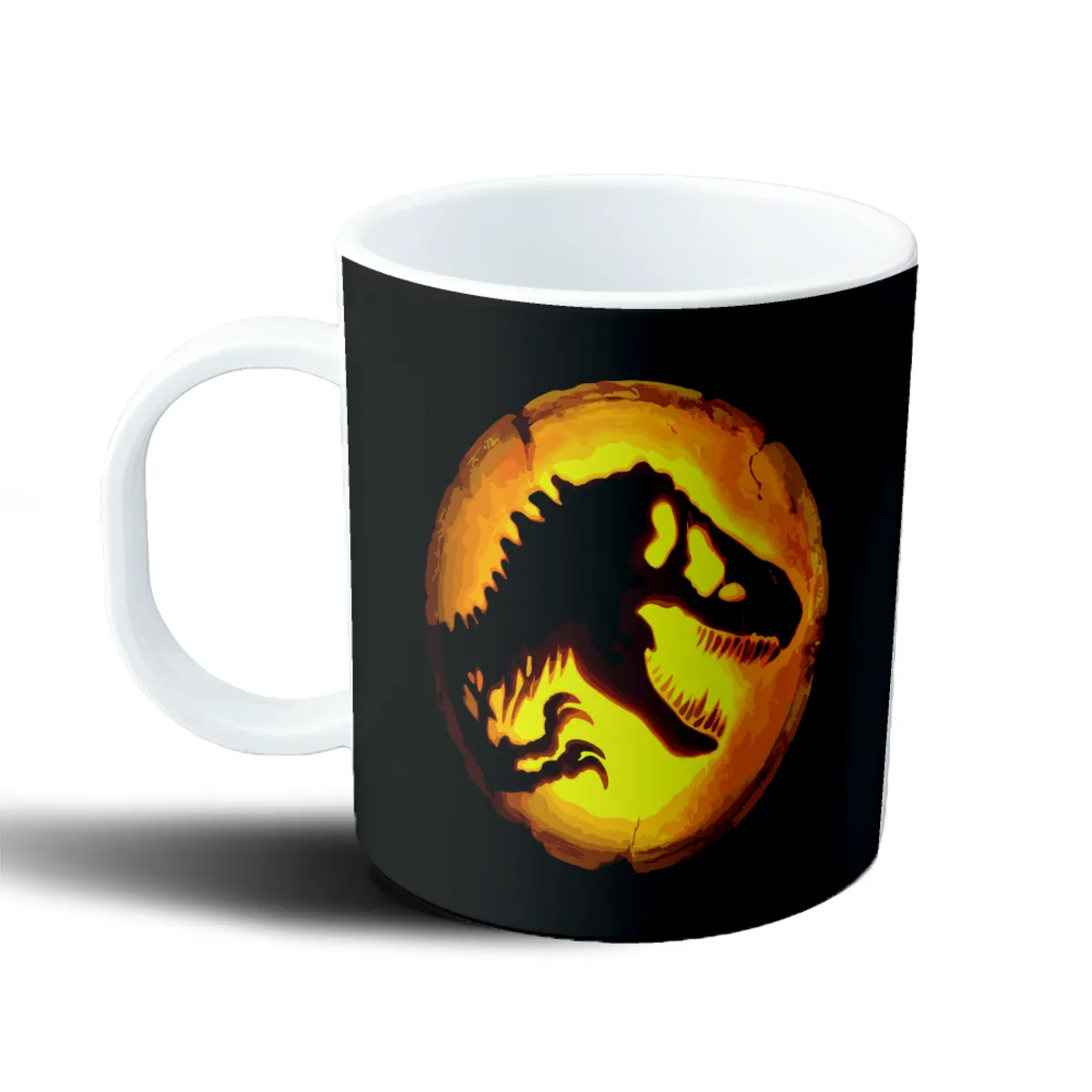 Taza de Plástico Jurassic Park Tiranosaurio Rex en Círculo Naranja - vista 2