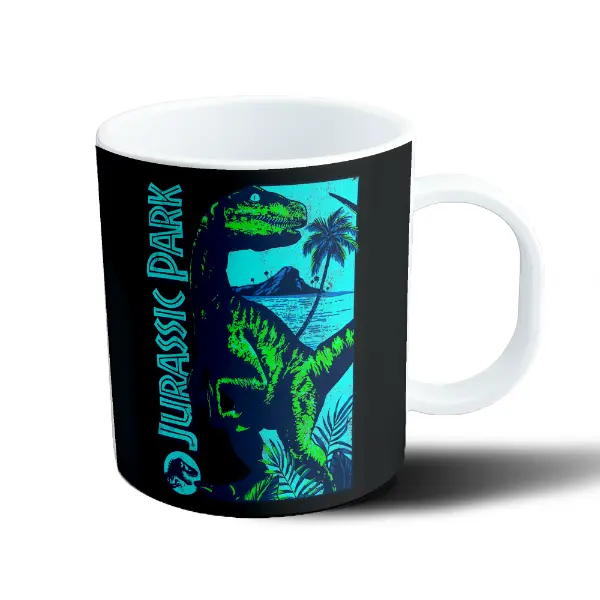 Taza de Plástico Jurassic Park Velociraptor Selva y Playa