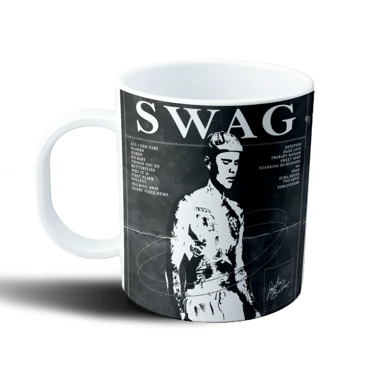 Taza de Plástico Justin Bieber Swag Álbum Blanco y Negro - vista 2
