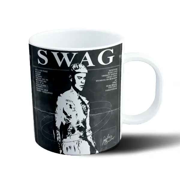 Taza de Plástico Justin Bieber Swag Álbum Blanco y Negro