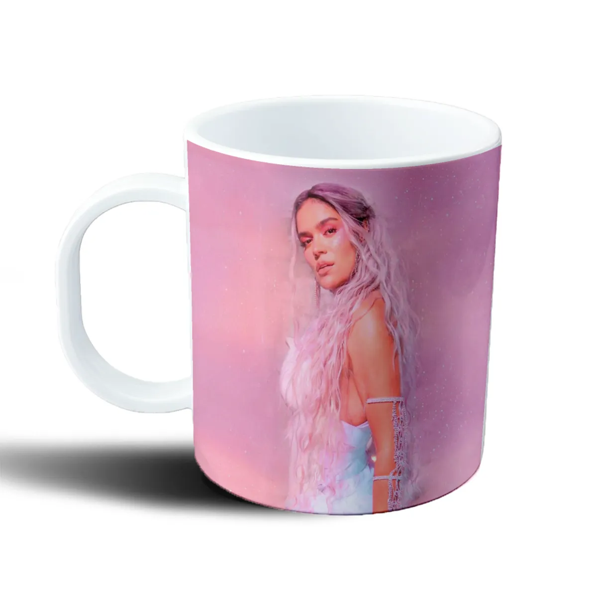 Taza de Plástico Karol G Foto Rosa - vista 2