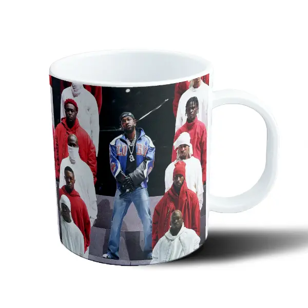 Taza de Plástico Kendrick Lamar Fotos Collage Rojo y Blanco