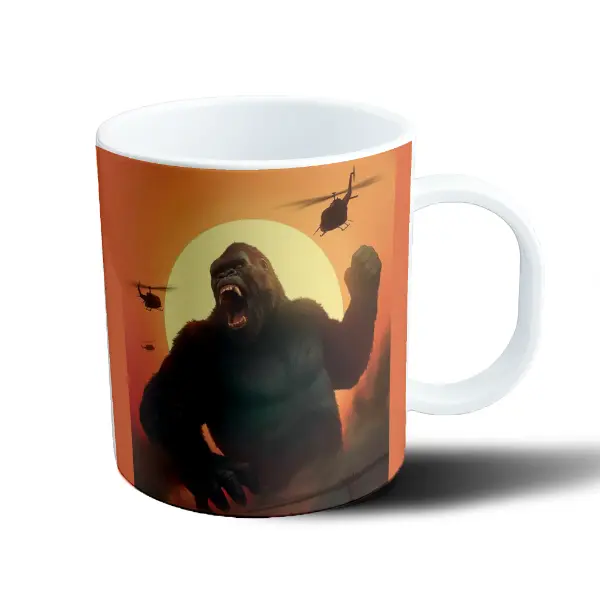 Taza de Plástico King Kong Gorila Rugiendo al Atardecer
