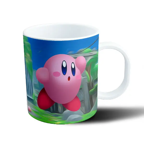 Taza de Plástico Kirby Sorprendido Paisaje Verde