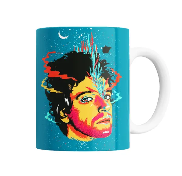 Taza de Cerámica Gustavo Cerati Ilustración Colorida