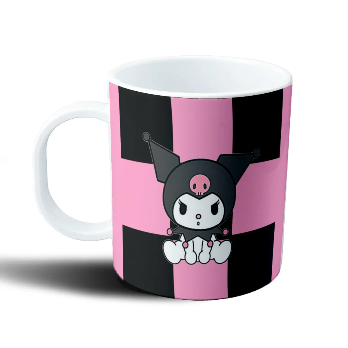 Taza de Plástico Kuromi Rayas Rosa y Negro - vista 2
