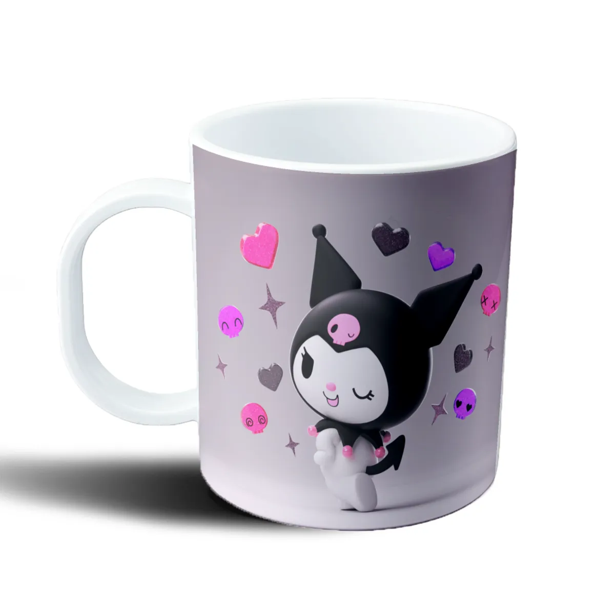 Taza de Plástico Kuromi Sanrio Corazones y Calaveras - vista 2