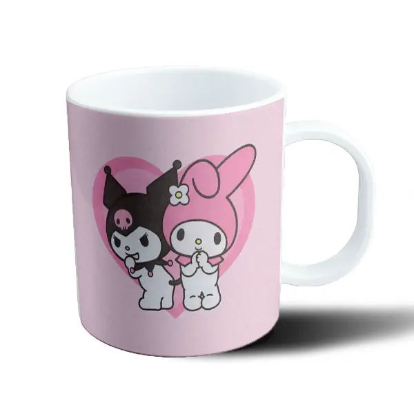 Taza de Plástico Kuromi y My Melody Corazón