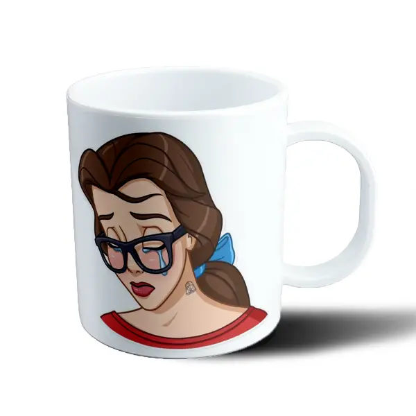 Taza de Plástico La Bella y La Bestia Bella Llorando con Lentes